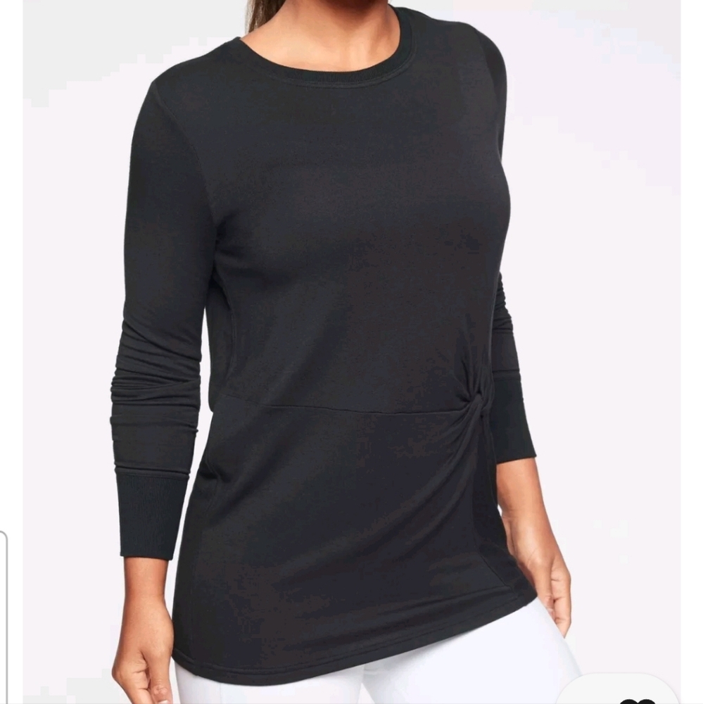 Athleta Nirvana Twist Front Sweatshirt, Atlantis Black SIZE S